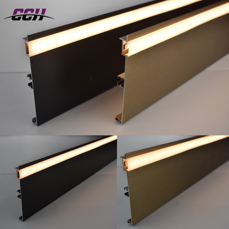 Customized LED skirting board LED Aluminum Skirting Light Profile kitchen Cabinet baseboard Plinths with LED light