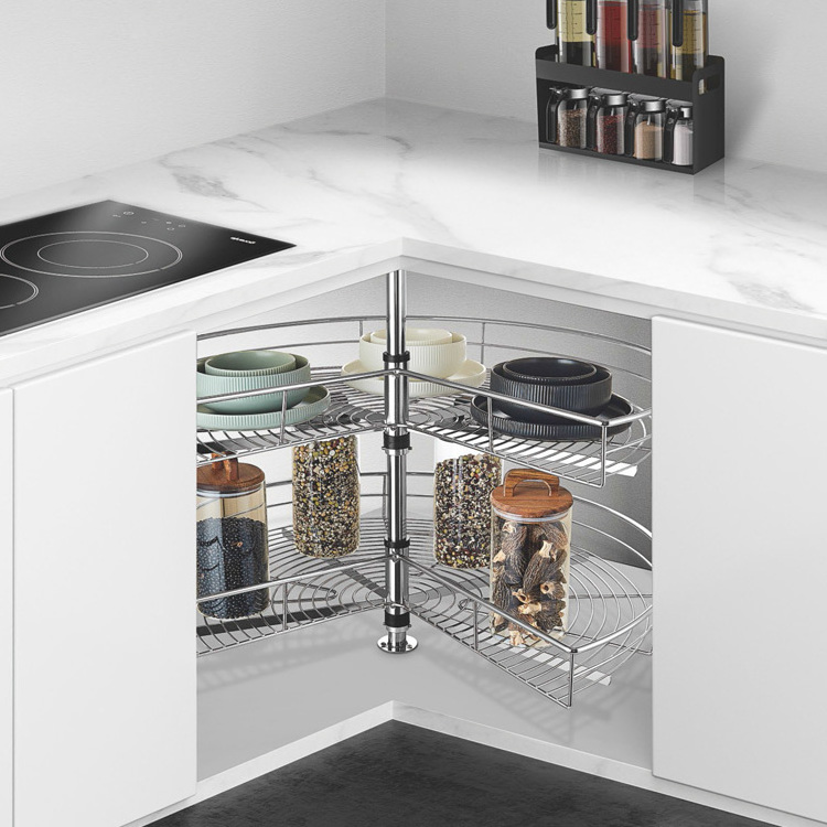 Revolving Rotating Pull Out Drawer Wire Storage Basket Kitchen Cabinet Corner Wire Basket 270 Degree