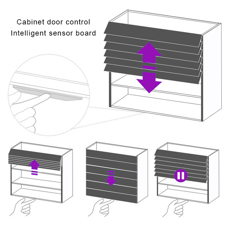 Shutter Wall Cabinet Glass lift mechanism Smart electronic louver kitchen cabinets rolling touch storage cabinet