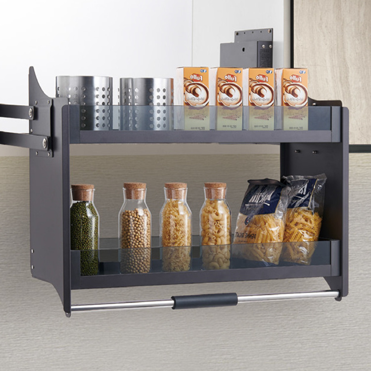 Kitchen Storage Accessories Lift System Kitchen Cabinet Lift Baskets in Glass Pull Down Basket