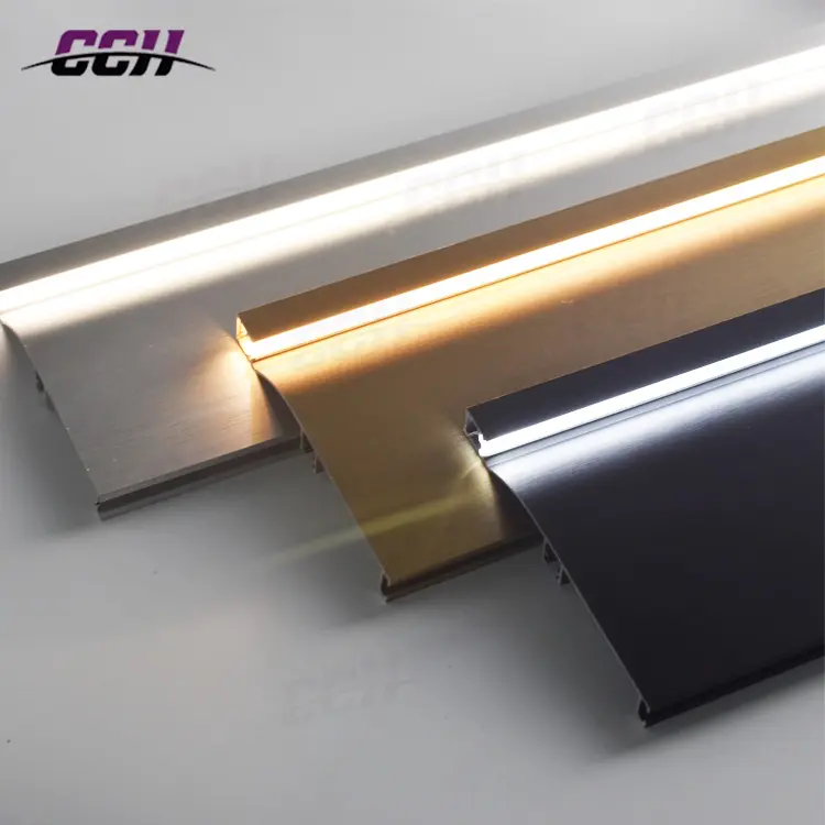 Customized LED skirting board LED Aluminum Skirting Light Profile kitchen Cabinet baseboard Plinths with LED light