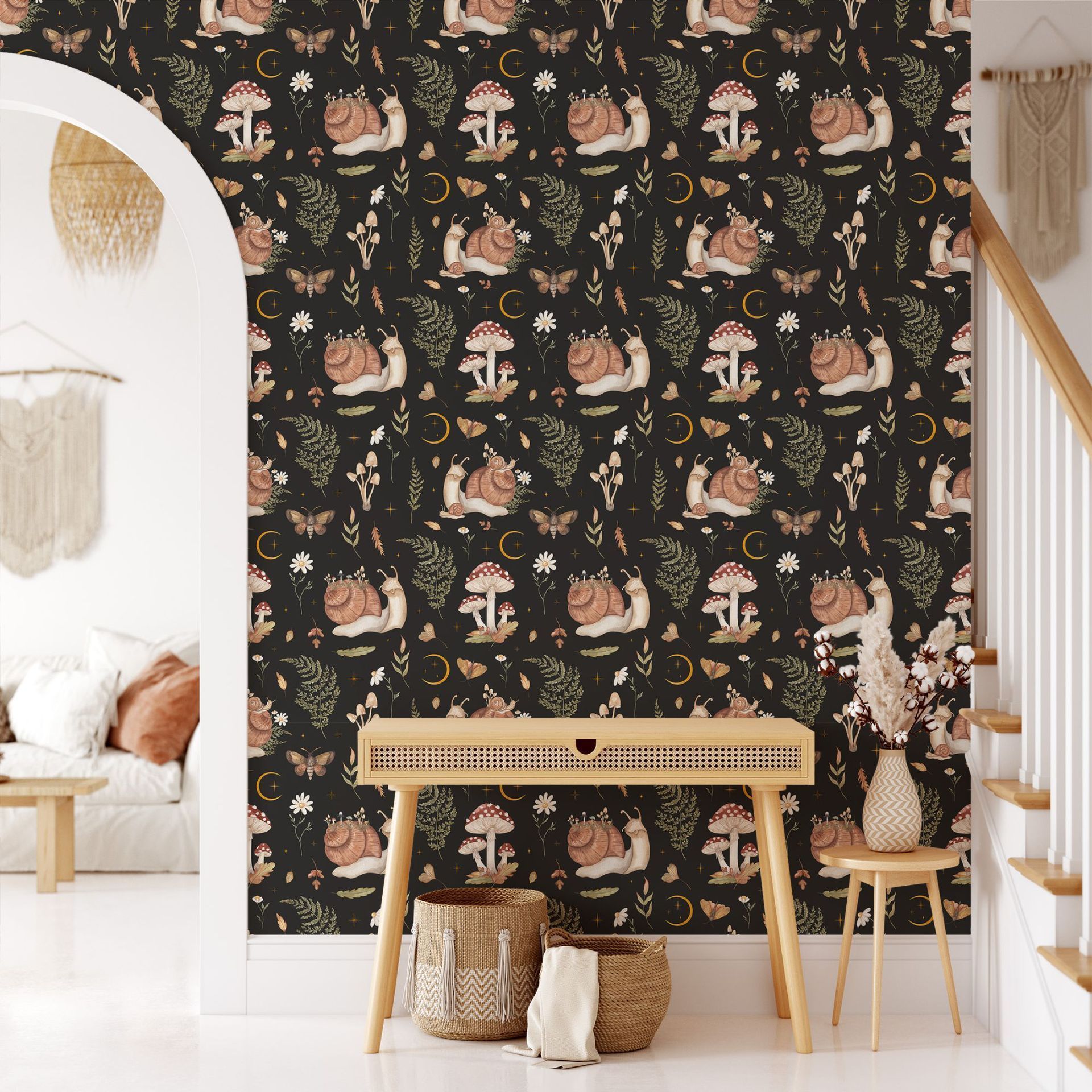 Flower wallpaper nursery garden mural Black, self-adhesive wallpaper background wallpaper bedroom entrance renovation mural