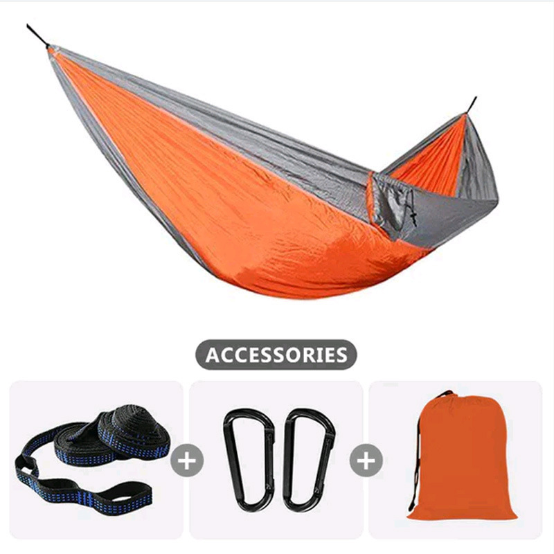 Single person anti roll camping hammock outdoor swing Portable Ultralight hammock outdoor camping parachute cloth Rope hammock