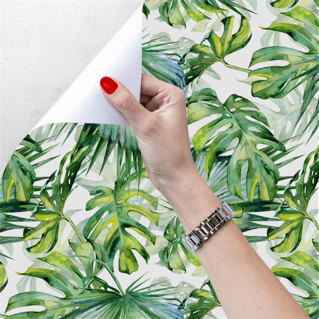 Watercolor tropical palm leaf seamless wallpaper cross-border hot selling living room bedroom wall glue-free renovation