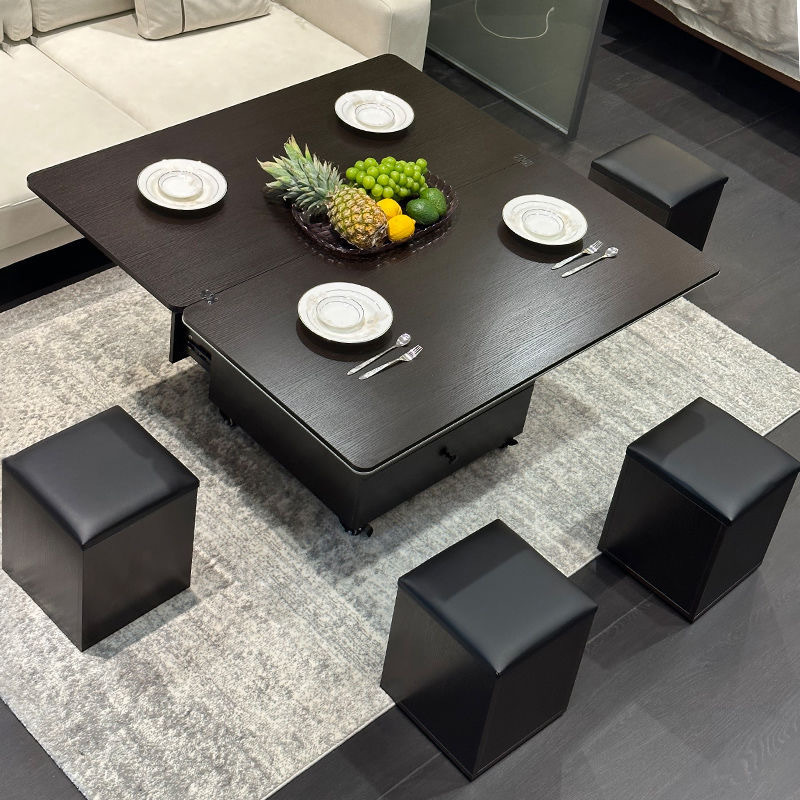 Chinese folding rectangle multi-function lifting coffee table, can be converted into a dining room