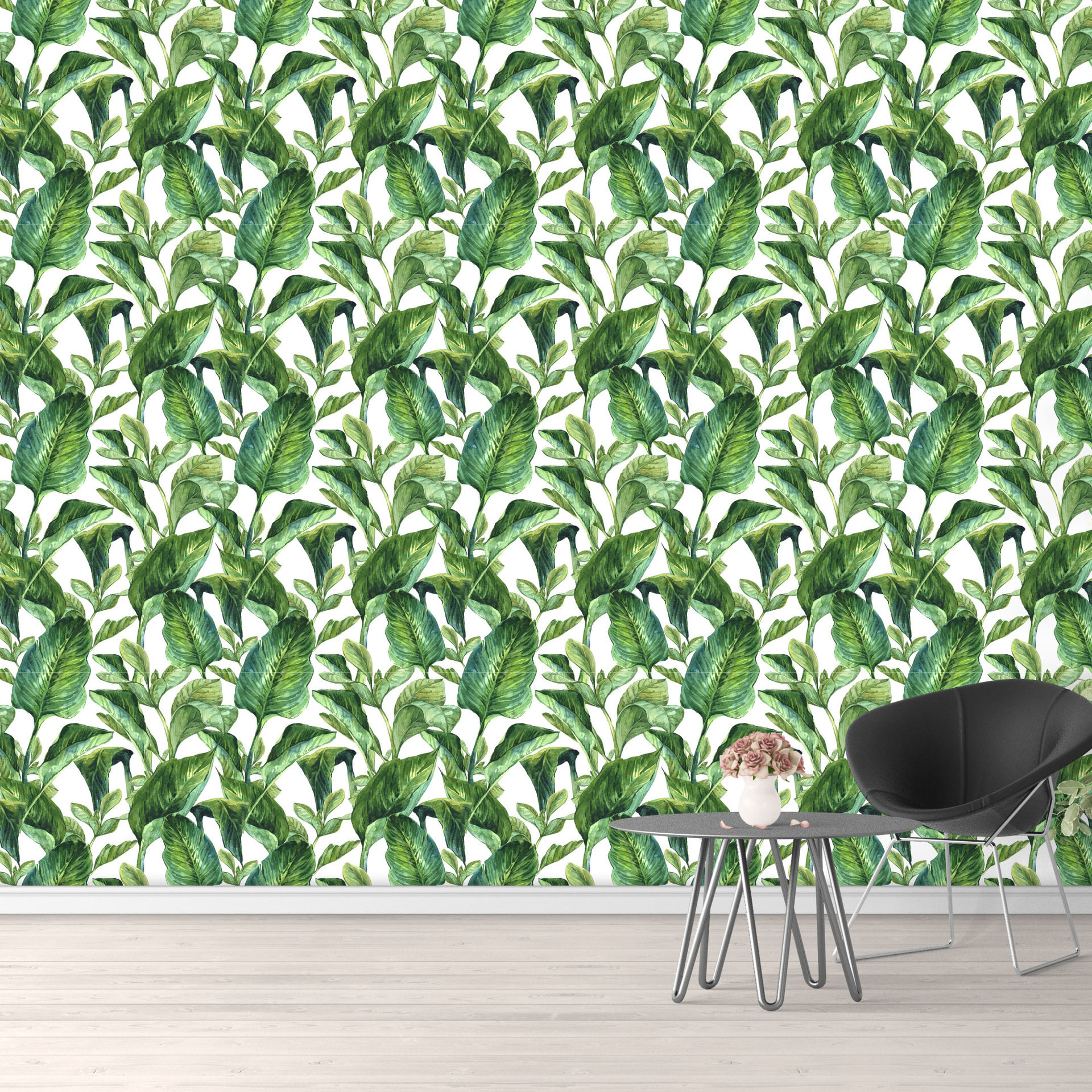 Hot Selling thick ink flower green plant series seamless waterproof antifouling wallpaper background wall renovation wallpaper