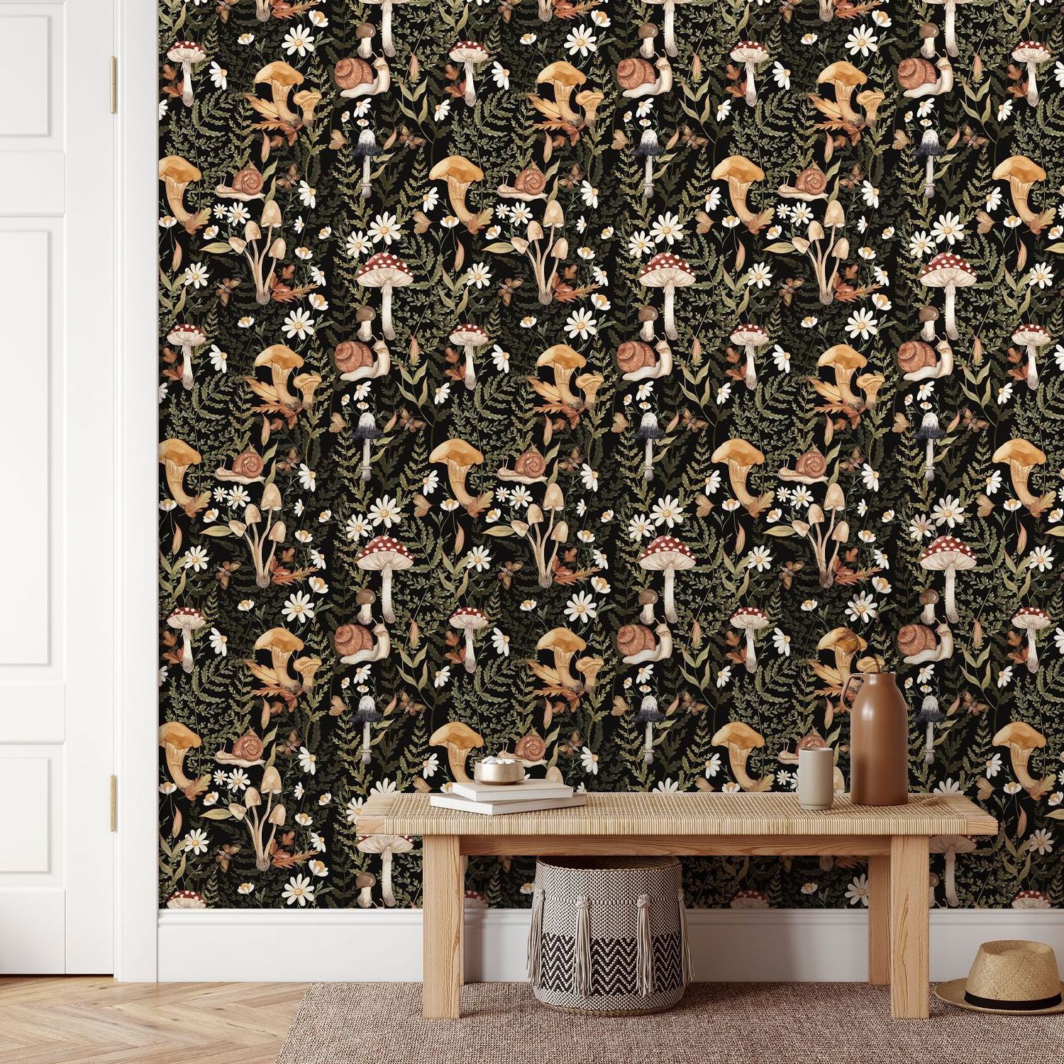 Flower wallpaper nursery garden mural Black, self-adhesive wallpaper background wallpaper bedroom entrance renovation mural