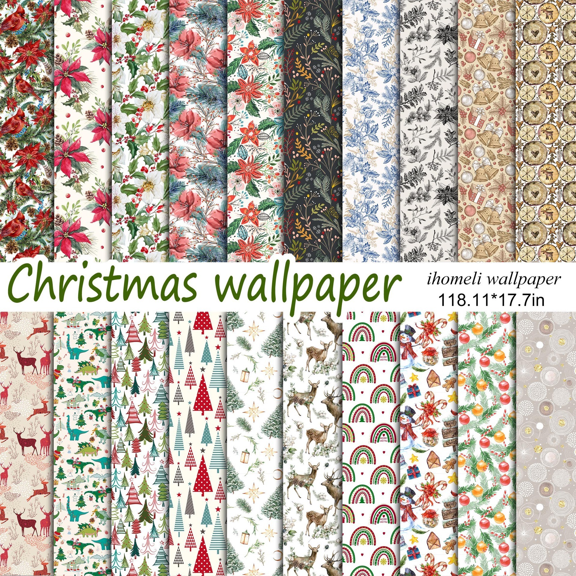 Foreign trade Christmas self-adhesive wallpaper wallpaper removable wallpaper living room renovation wall sticker CRW001-020