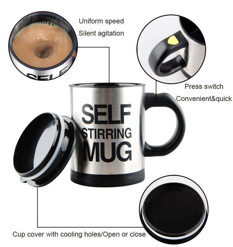 Custom Logo Electric Auto Self Stirring Mug Coffee 304 Mixing Cup Self Stirring Coffee Mug Coffee Cup For Office