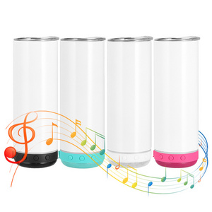 New Arrival Sublimation blank vacuum insulated 20oz Straight display Smart Music speaker tumbler for Heat Press US Warehouse