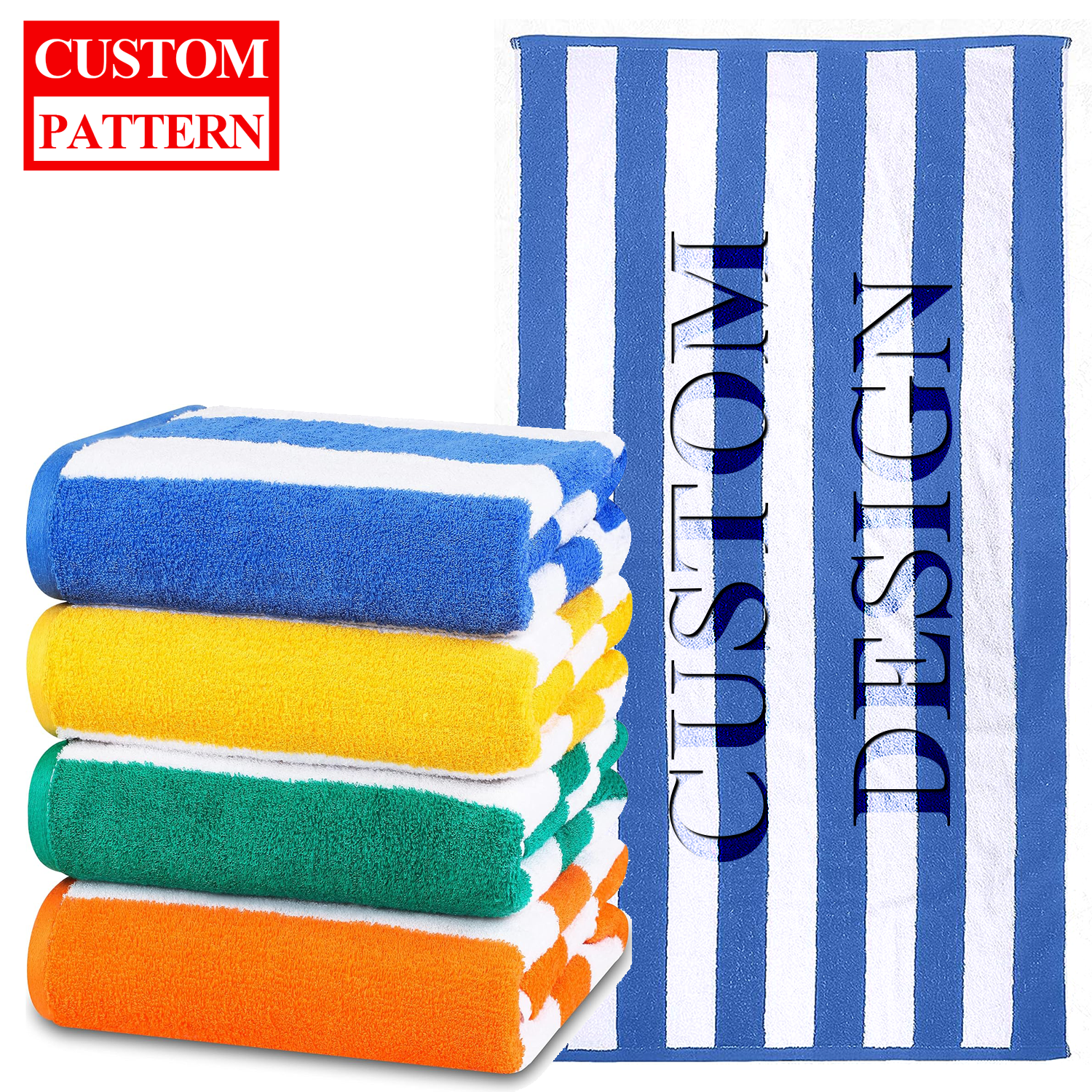 Free Design Luxury 100% Cotton Design beach towels with logo custom print Promotional Gifts Microfiber velour jacquard logo