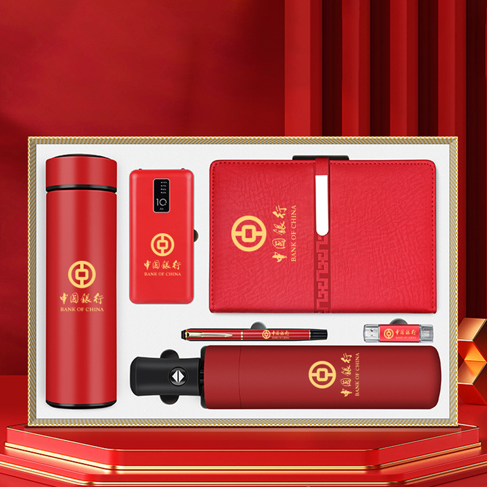 Custom Logo Luxury Corporate Gift Set with Logo Business Gift Set Item Promotional Product notebook umbrella vacuum flask pen