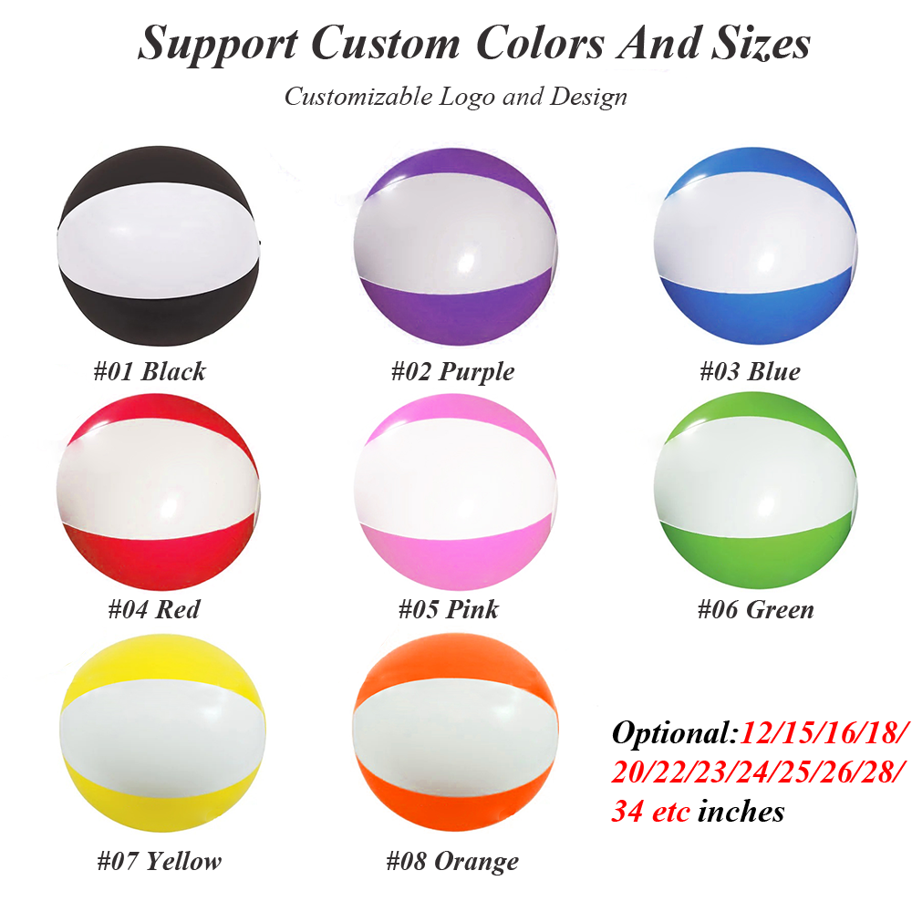 Wholesale Small Big Giant Beach Ball Aerate Various Size Color Inflatable PVC Beach Ball Custom Logo Brand For Promotional Gift