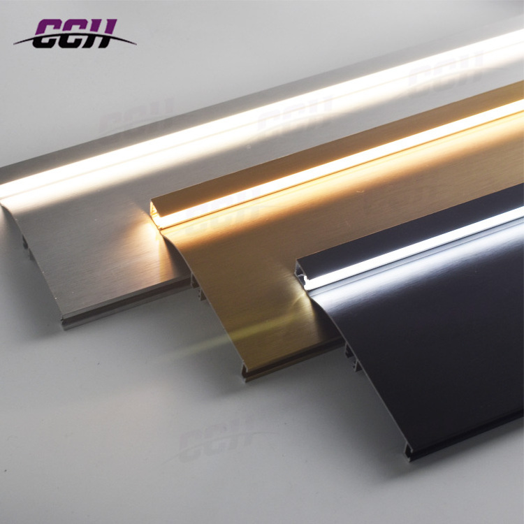 Customized Waterproof Aluminum Kitchen Cabinet Baseboard Brush Aluminum led Skirting light for kitchen