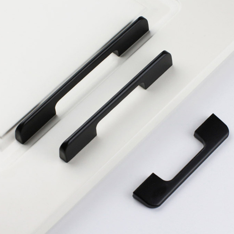 Aluminum Alloy Pull Furniture Hardware handle black metal cabinet drawer handle knob Drawer handles cabinet long