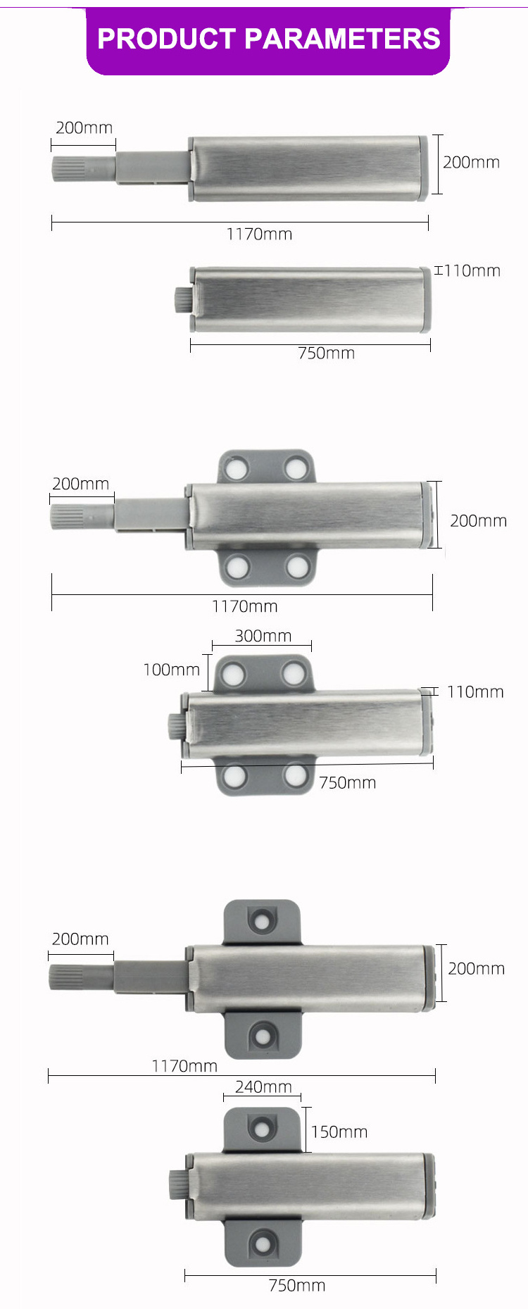 stainless steel magnetic door catch cabinet Push to open doors Catches