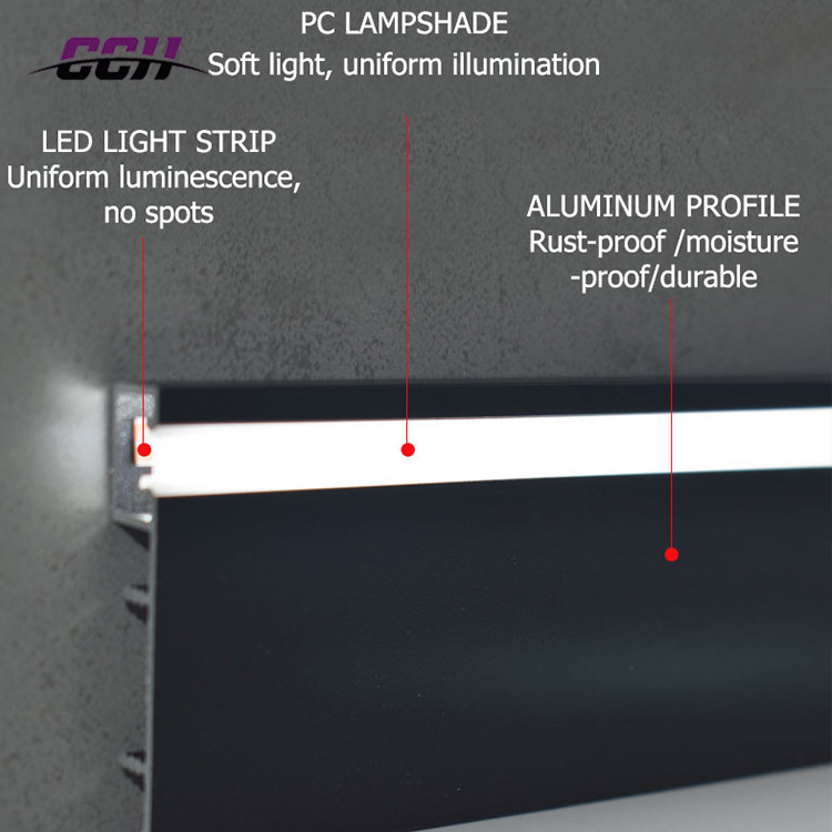 Led Floor Skirting Light Board Wall Skirting Board For Home Use LED Aluminum Profile For Kitchen Baseboard