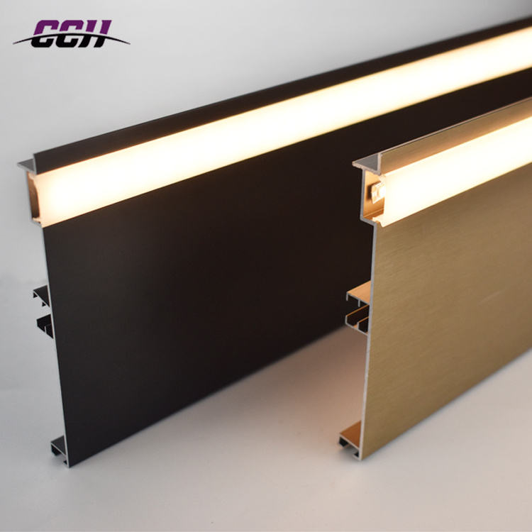 Customized Waterproof Aluminum Kitchen Cabinet Baseboard Brush Aluminum led Skirting light for kitchen