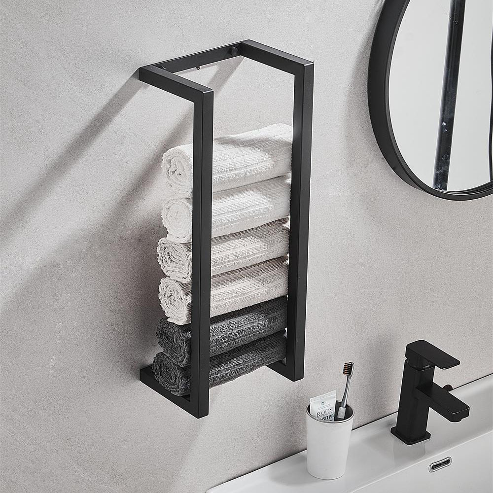 Wall mounted towel bar Stainless steel Matt black Bathroom accessories  toilet paper holder