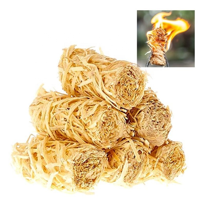 New Eco-Friendly Fuel BBQ Charcoal Fire Starter Pine Wood Wool for Camping-Mesh Container Packing Outdoor Accessory Boxed