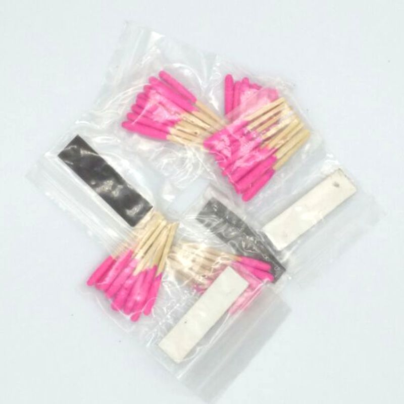 50mm Length Windproof Survival Wooden Matches Outdoor Camping Hiking Colorful Pink Red Match Head Stick Glass Safety Candle