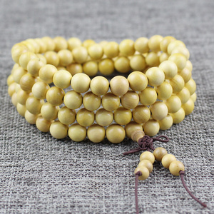 Wholesale Natural Boxwood Wood Beads Bracelets 8mm108 Mala Buddha Rosary Beads Friendship Unisex Bracelet Jewelry