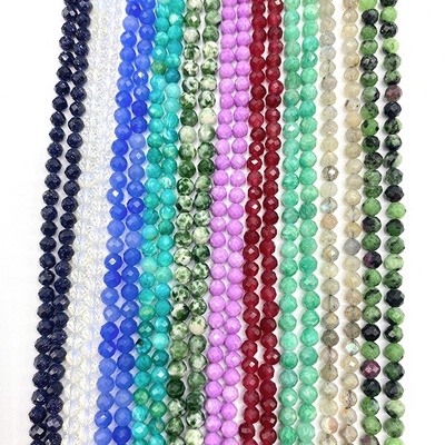 Wholesale 3mm Gemstone Crystal Jade Faceted Beads Loose Round Natural Faceted Stone Beads For Jewelry Making