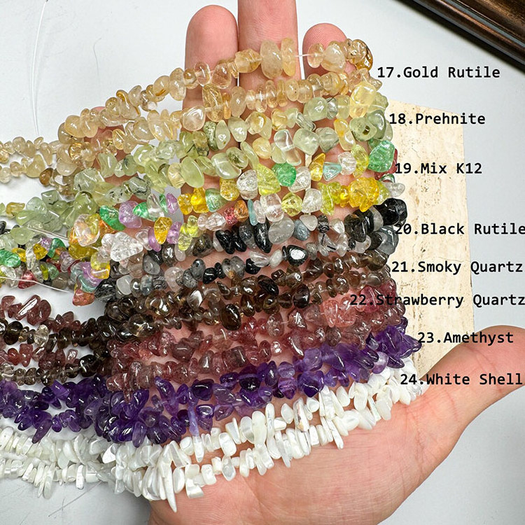 5-8mm Mixed Color Irregular Raw Stone Tourmaline Irregular Stone Chips Drilled Beads Irregular Shape Natural Crystal Beads