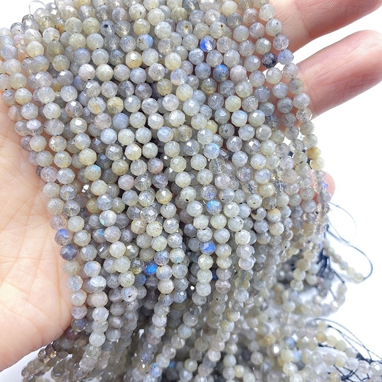 Wholesale 3mm Gemstone Crystal Jade Faceted Beads Loose Round Natural Faceted Stone Beads For Jewelry Making