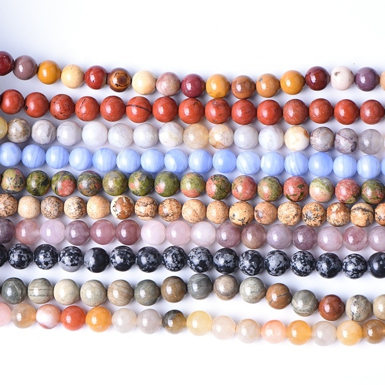 Wholesale Natural gemstone Jasper beads Round loose stone bracelet jewelry 8 mm crystal beads for jewelry making diy