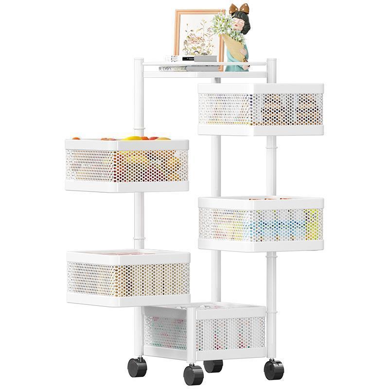 Large Storage Space Household Floor-standing Multi-layer Square Movable Kitchen Shelf