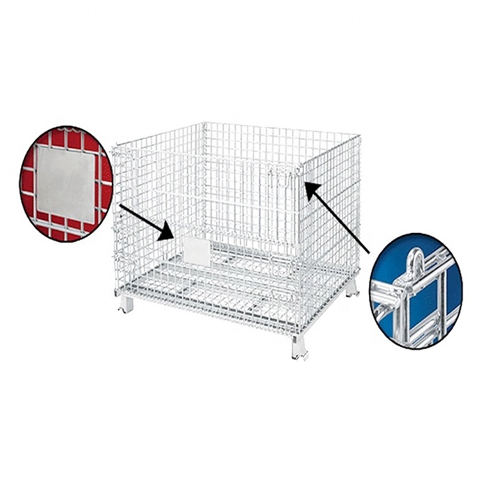 Cage Wire Mesh Warehouse Storage Bin Metal Basket