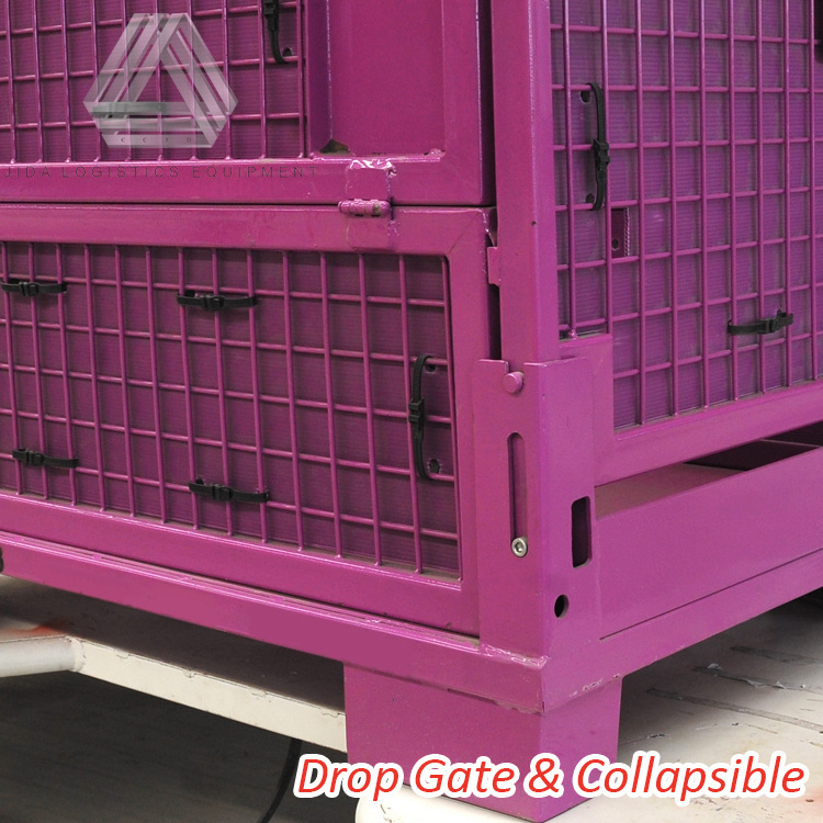 Industrial Box Pallet Foldable Stackable Steel Metal Storage Crates