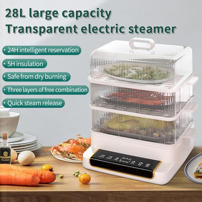 2023 Multi-Purpose 3 Layer Kitchen Digital Smart Warmer Cooker Kitchen Appliance Egg Dim Sum Dumpling Electric Food Steamer