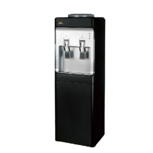 Compression refrigeration water dispenser with storage cabinet under cold and hot double door