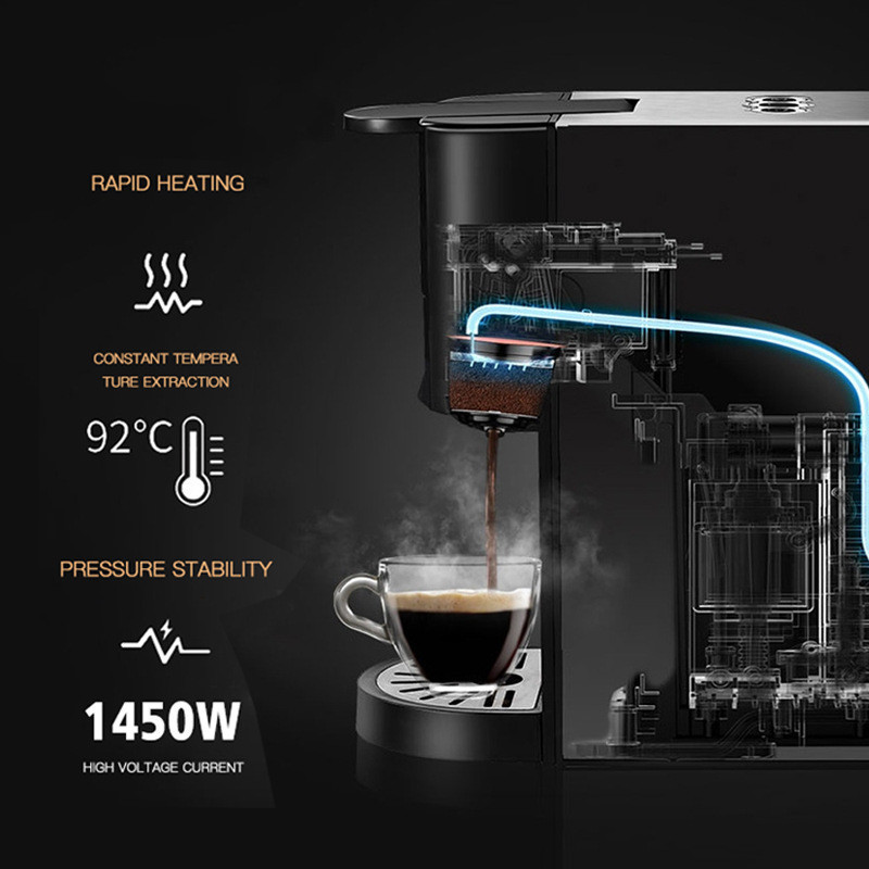 HOT SALE  COFFEE MAKER 1450W power home capsule coffee machine Italian capsule small multifunctional coffee maker