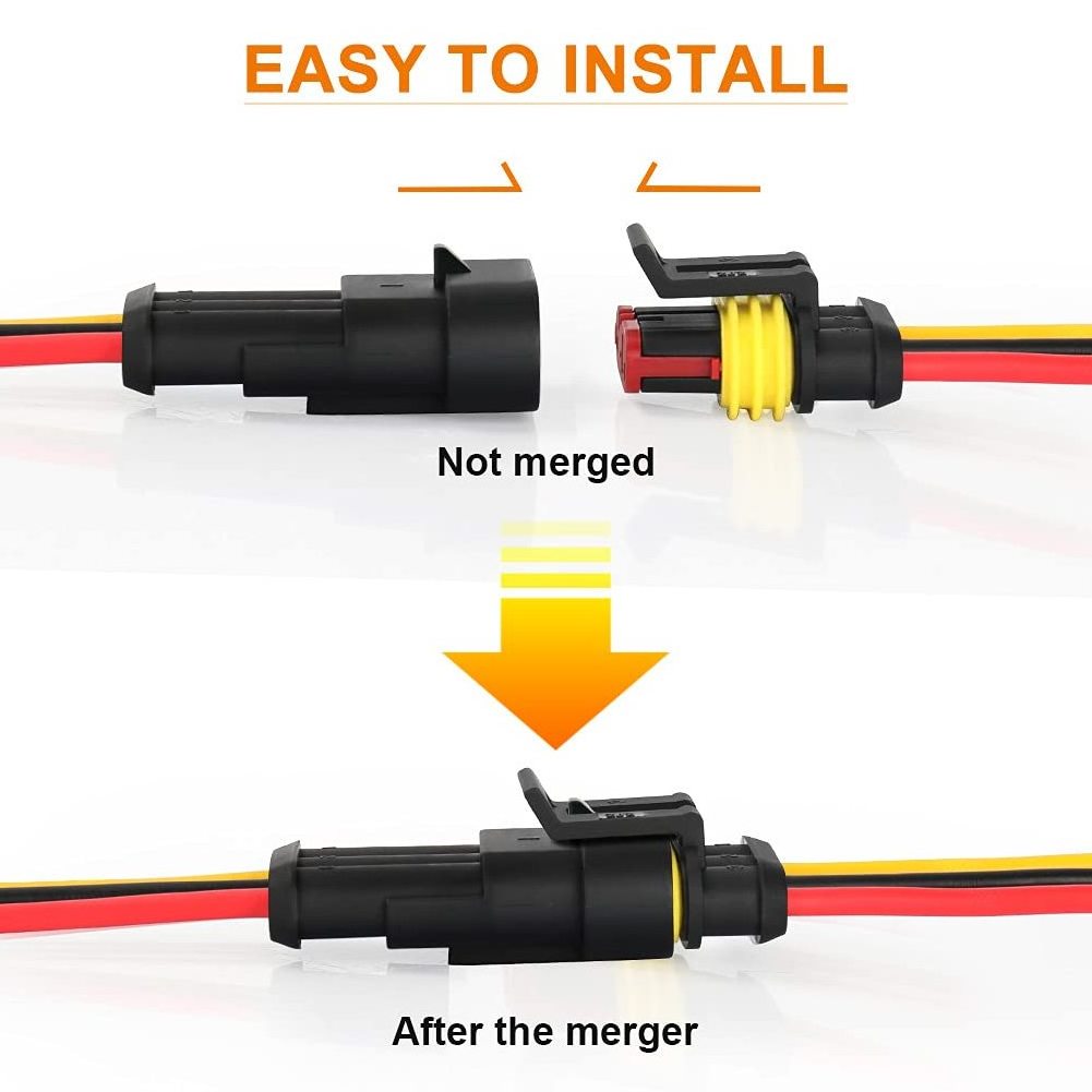 2 3 4 5 6 8 Pin Connector Waterproof, Automotive Electrical Connectors 16 AWG Automotive Wire Male and Female Way