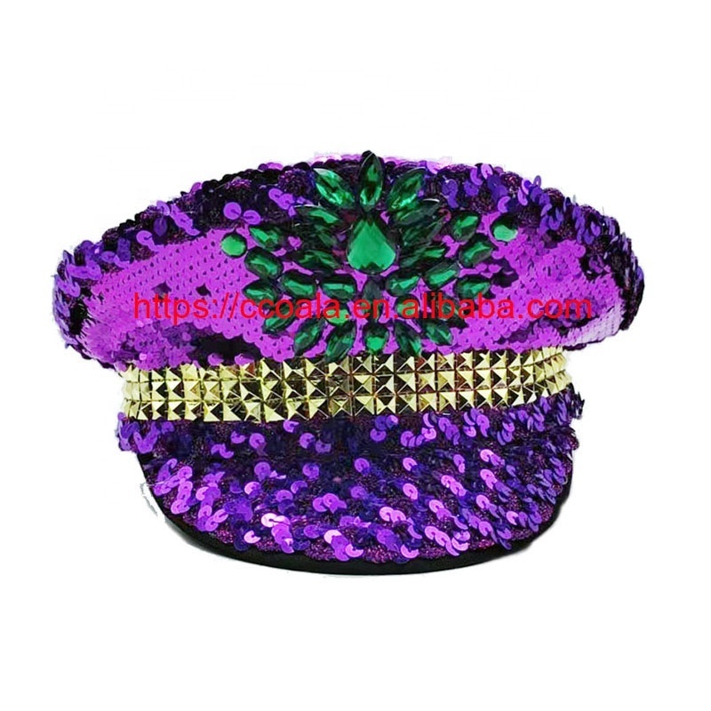 Mardi Gras Sequin Hat With Fleur De Lis