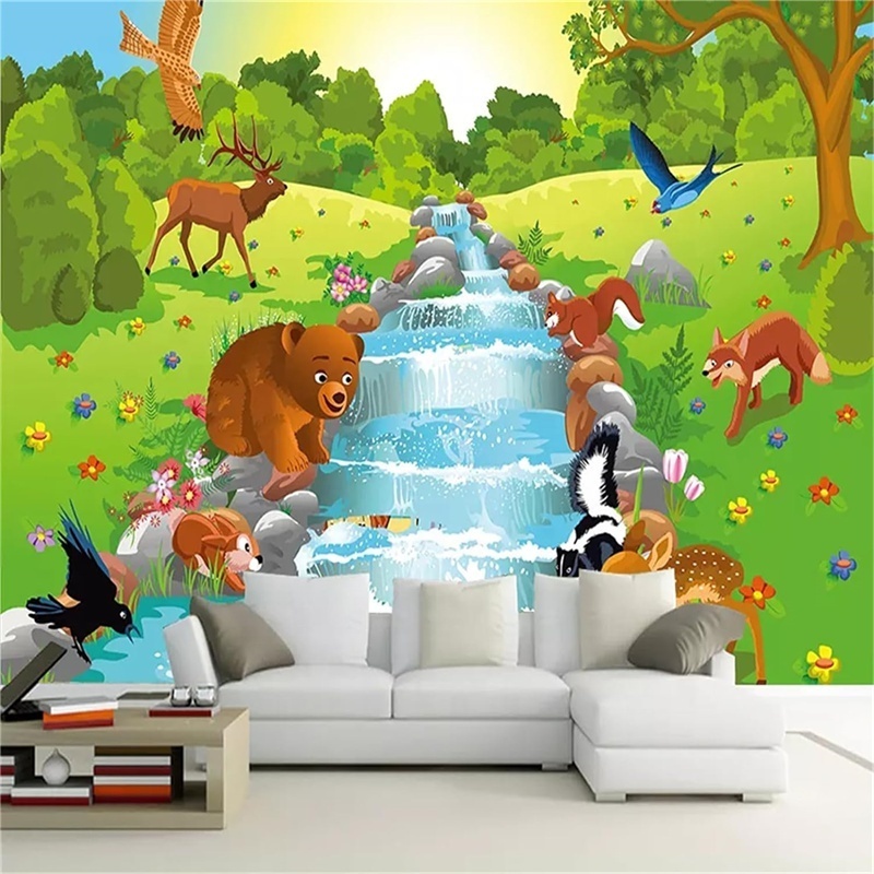 Self-adhesive Bright Wallpaper 3D Mural Wallpaper for Girls Kids Room Decoration Wallpaper Children