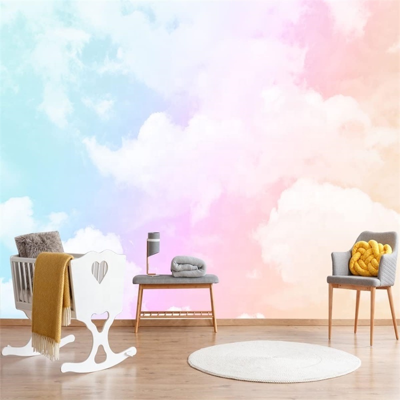 Cloud Wallpaper Self-adhesive Colorful Wallpaper Pink Princess Wallpaper