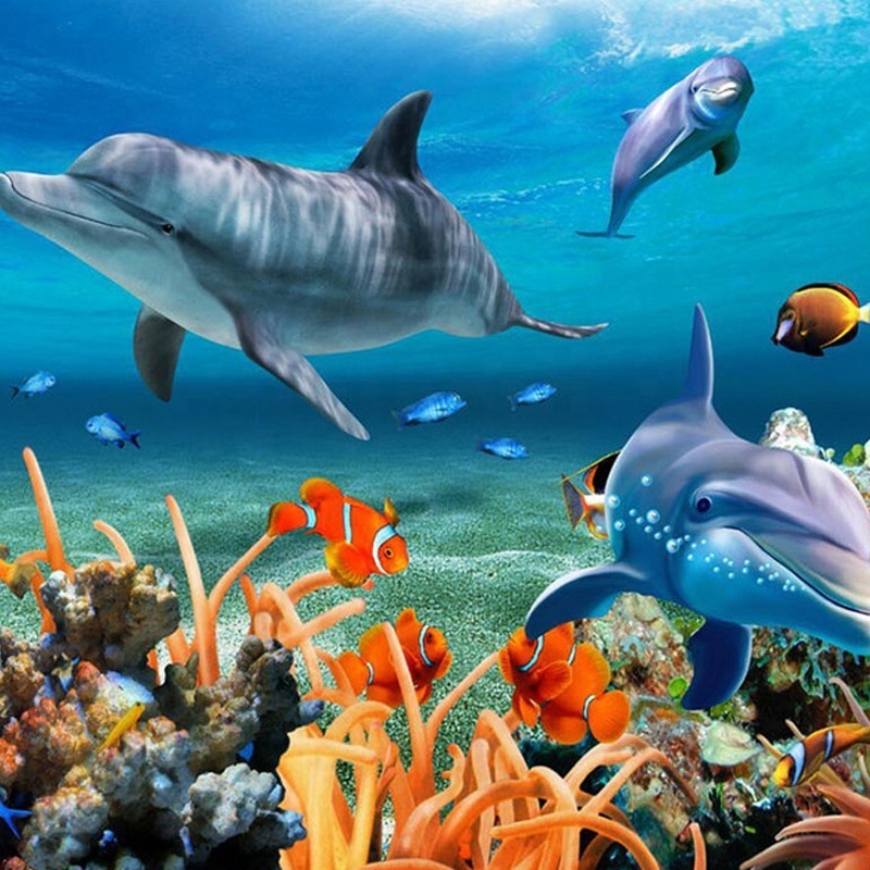 Mural Wallpaper 3D Canvass Scenery with Streams Aquarium Mural 3D Murals Floors And Wall