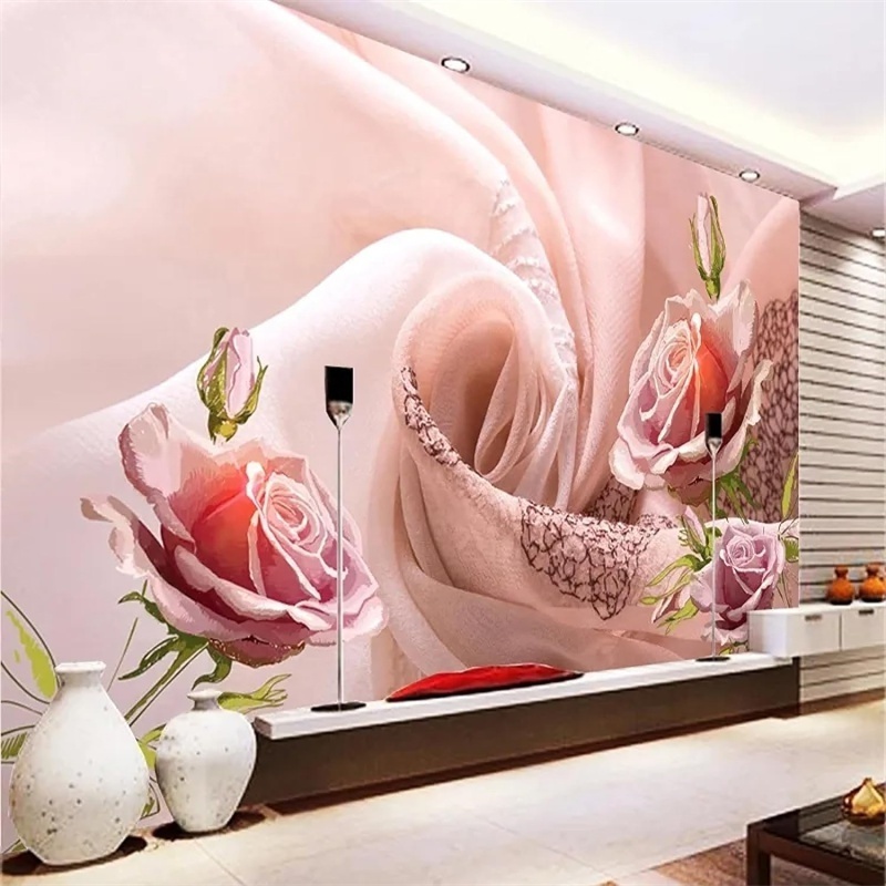 Papier Peint Mural Rose Wall Mural Sticker Italian Applique Murale Moderne