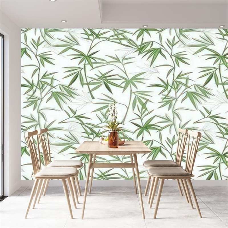 Green Leaf Wallpaper 3D Wallpaper 70x70 Adhesive Bricks Wallpaper with Plants