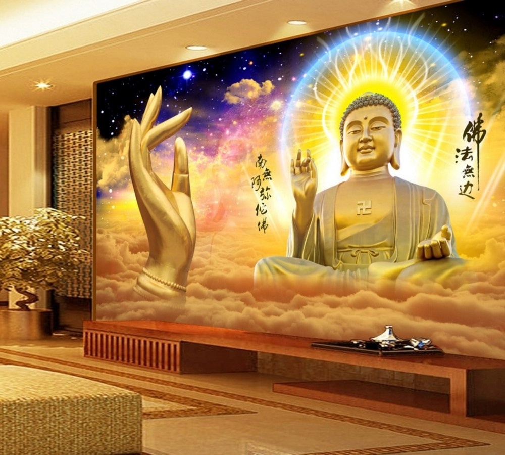 3D Wall Mural Wallpaper Buddha Statue Religion Self Adhesive Wall Mural 8D Wall Murals