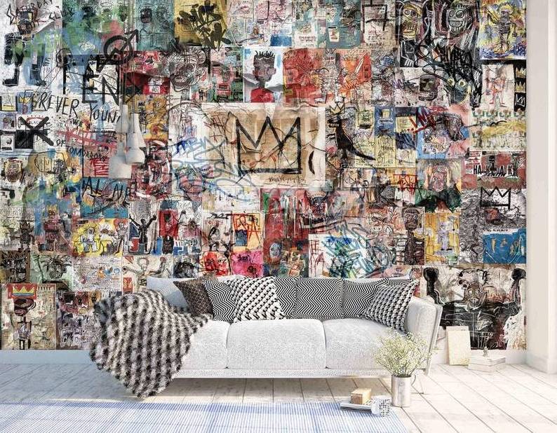 Crazy Funky Wallpaper Graffiti Wall Mural Maximalist Wallpaper Street Art Accent Wall Decor Urban Art Abstract Paintings Wall