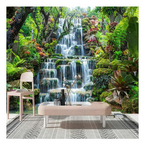 Custom Any Size 3D Wall Murals Wallpaper Forest Waterfall Landscape Wall Painting Living Room Wall Murals