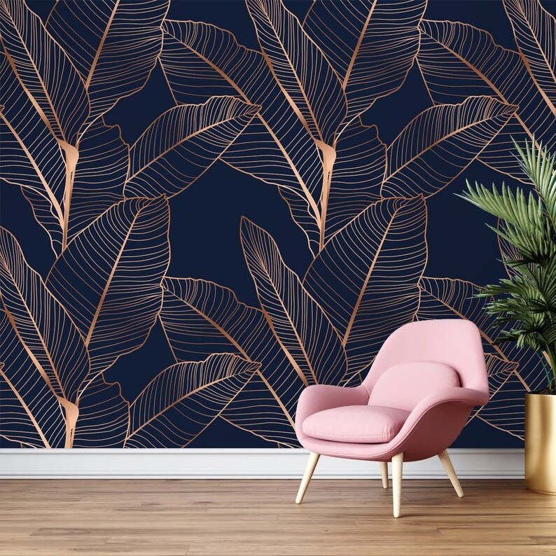 Banana palm tree leaves luxury style Wallpaper,ropical jungle forest Peel and Stick modern art Home Decor Wall mural