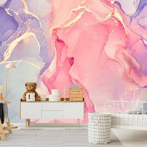 Pink Purple Abstract Marble Background Wallpaper Peel and Stick Wall Mural Vibrant Accent Wall Decoration Wavy Pattern Mural