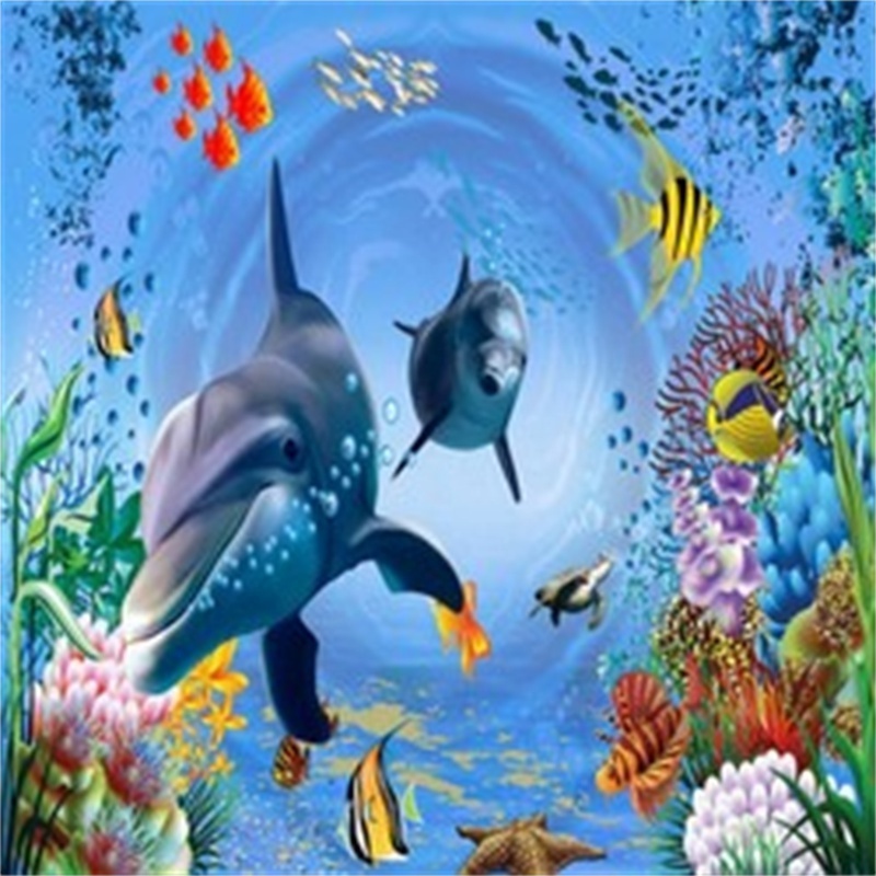 Mural Wallpaper 3D Canvass Scenery with Streams Aquarium Mural 3D Murals Floors And Wall