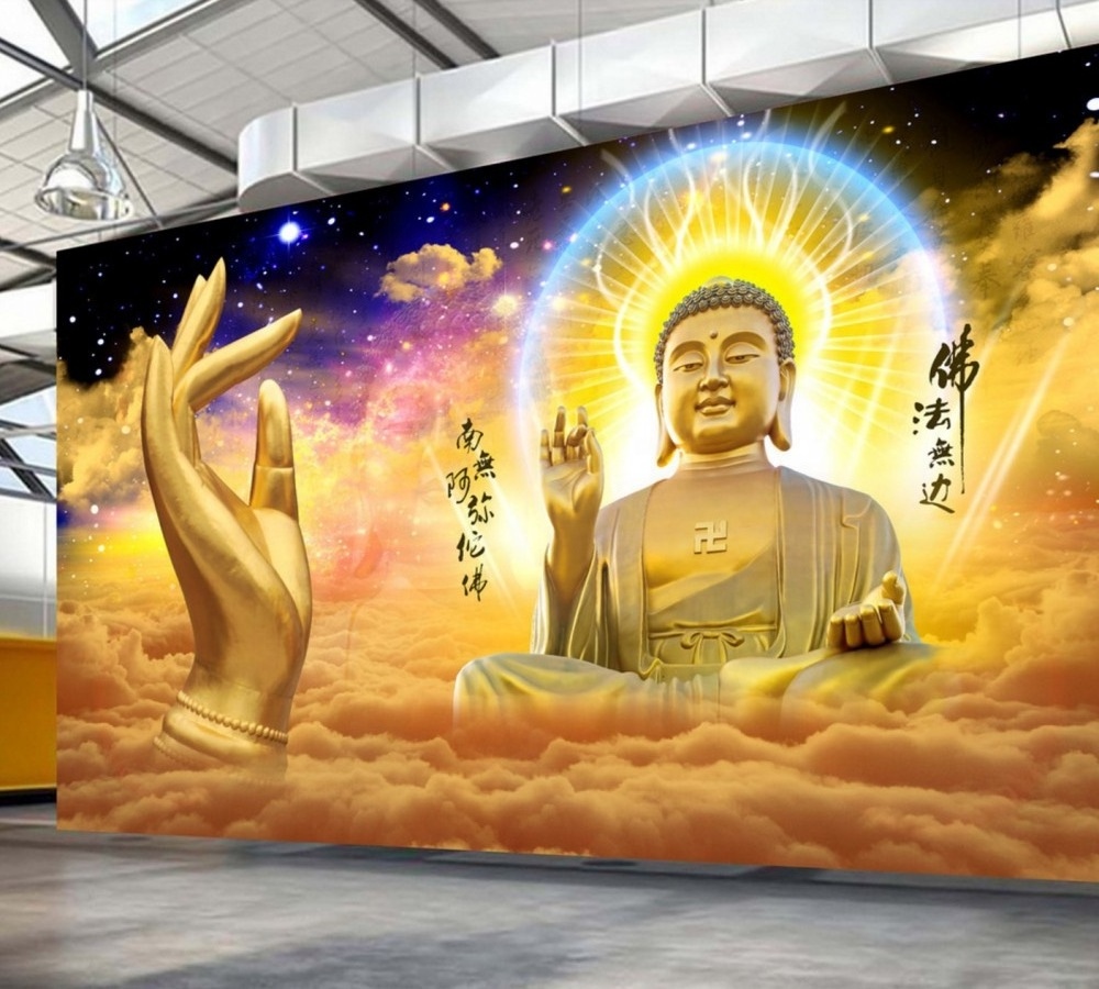 3D Wall Mural Wallpaper Buddha Statue Religion Self Adhesive Wall Mural 8D Wall Murals